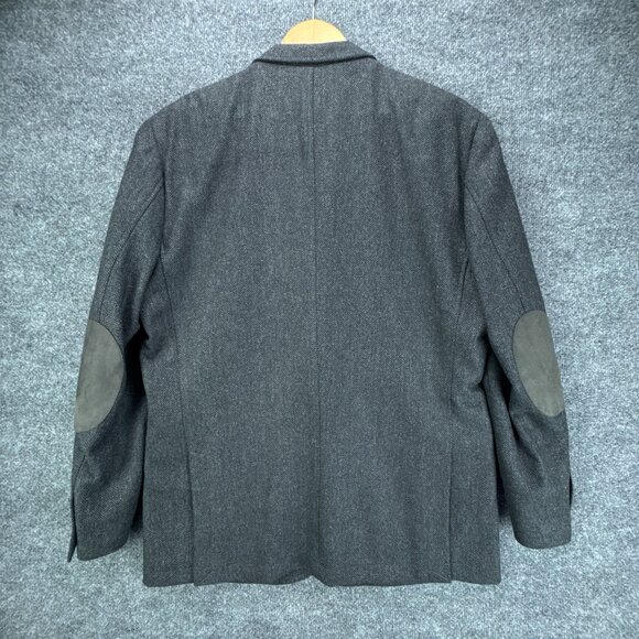 Joseph Abboud Sport Coat Mens XL Gray Herringbone Wool Blend Elbow Patch Blazer - Picture 4 of 16